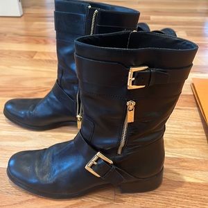 Michael Kors Gansevoort Black Leather Flat Boots
